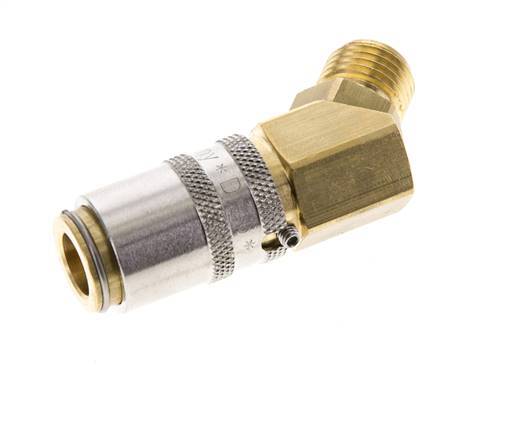Latón DN 6 Acoplamiento de molde G 1/4 pulgadas rosca macho Protección de desbloqueo 45-deg