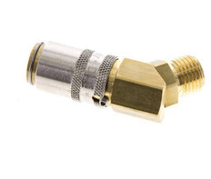Latón DN 6 Acoplamiento de molde G 1/4 pulgadas rosca macho Protección de desbloqueo 45-deg