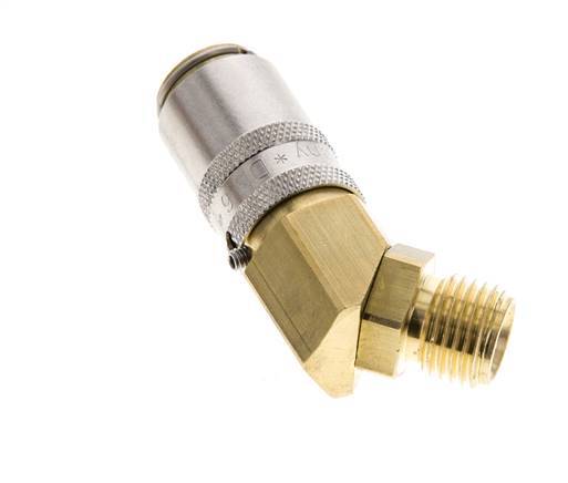 Latón DN 6 Acoplamiento de molde G 1/4 pulgadas rosca macho Protección de desbloqueo 45-deg