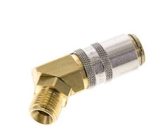 Latón DN 6 Acoplamiento de molde G 1/4 pulgadas rosca macho Protección de desbloqueo 45-deg