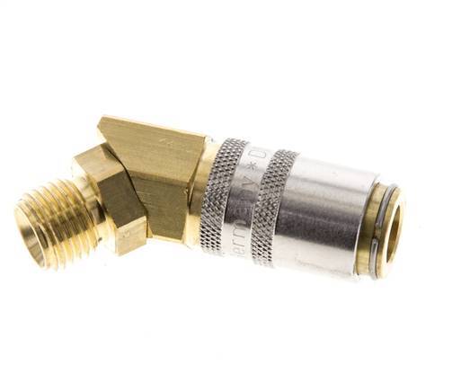 Latón DN 6 Acoplamiento de molde G 1/4 pulgadas rosca macho Protección de desbloqueo 45-deg