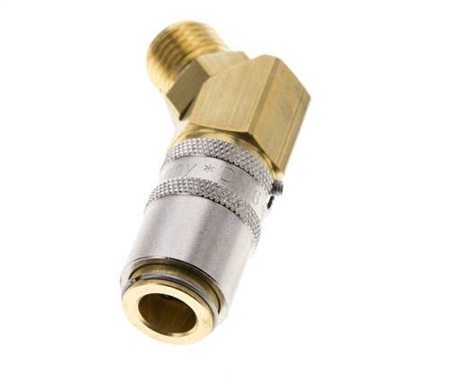Latón DN 6 Acoplamiento de molde G 1/4 pulgadas rosca macho Protección de desbloqueo 45-deg