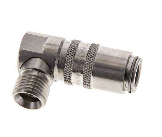 Acero inoxidable DN 6 Acoplamiento de moldes con rosca macho M14x1,5 Cierre doble de 90 grados