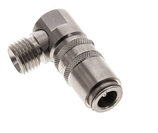 Acero inoxidable DN 6 Acoplamiento de moldes con rosca macho M14x1,5 Cierre doble de 90 grados