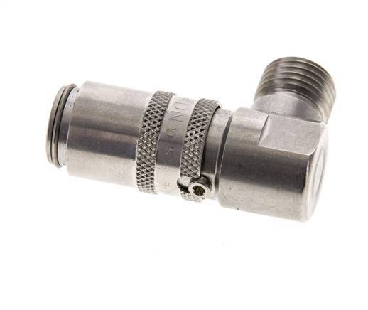Acero inoxidable DN 6 Acoplamiento de moldes con rosca macho M14x1,5 Cierre doble de 90 grados