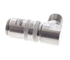 Acoplamiento de moldes de acero inoxidable DN 6, con rosca macho de 1/4 de pulgada de 90 grados