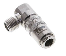 Acoplamiento de moldes de acero inoxidable DN 6, con rosca macho de 1/4 de pulgada de 90 grados