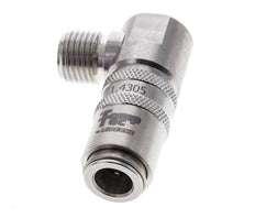 Acoplamiento de moldes de acero inoxidable DN 6, con rosca macho de 1/4 de pulgada de 90 grados