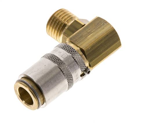 Latón DN 6 Acoplamiento de moldes Rosca macho M14x1,5 Protección de desbloqueo 90-deg