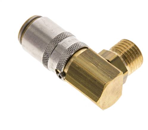Latón DN 6 Acoplamiento de moldes Rosca macho M14x1,5 Protección de desbloqueo 90-deg