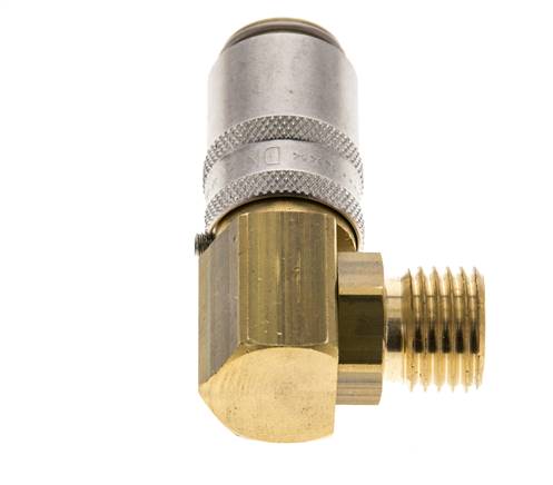 Latón DN 6 Acoplamiento de moldes Rosca macho M14x1,5 Protección de desbloqueo 90-deg