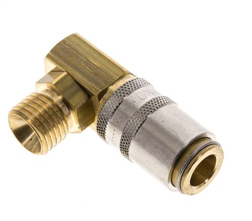 Latón DN 6 Acoplamiento de moldes Rosca macho M14x1,5 Protección de desbloqueo 90-deg