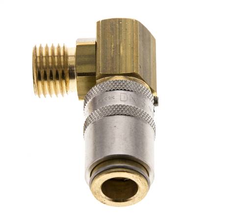 Latón DN 6 Acoplamiento de moldes Rosca macho M14x1,5 Protección de desbloqueo 90-deg