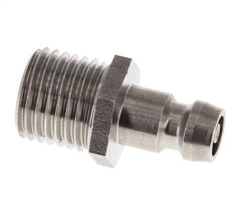 Tapón de acoplamiento de moldes DN 6 de acero inoxidable con rosca macho M14x1,5 de doble cierre