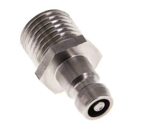 Tapón de acoplamiento de moldes DN 6 de acero inoxidable con rosca macho M14x1,5 de doble cierre