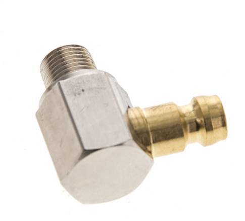 Acoplamiento de latón DN 6 R 1/8 pulgadas rosca macho 90-deg [2 piezas]