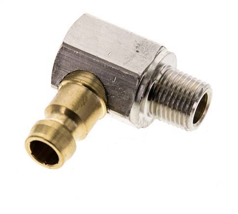 Acoplamiento de latón DN 6 R 1/8 pulgadas rosca macho 90-deg [2 piezas]