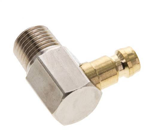 Tapón de acoplamiento del molde DN 6 de latón R 1/4 pulgadas rosca macho 90 grados