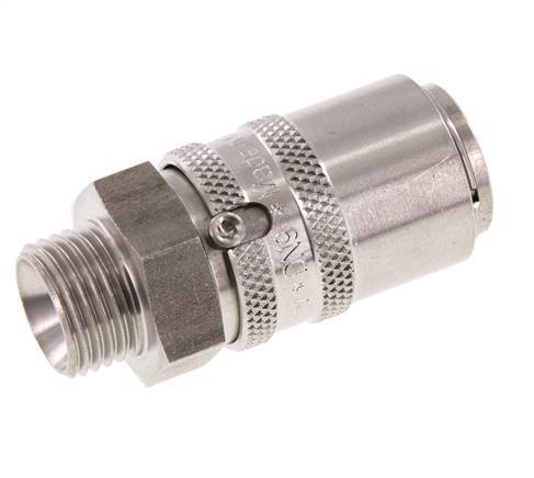 Acoplamiento de moldes de acero inoxidable DN 9 con rosca macho M16x1,5 de doble cierre