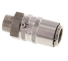 Acoplamiento de moldes de acero inoxidable DN 9 con rosca macho M16x1,5 de doble cierre