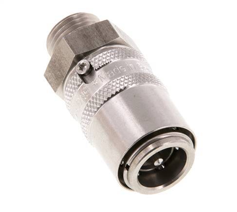 Acoplamiento de moldes de acero inoxidable DN 9 con rosca macho M16x1,5 de doble cierre