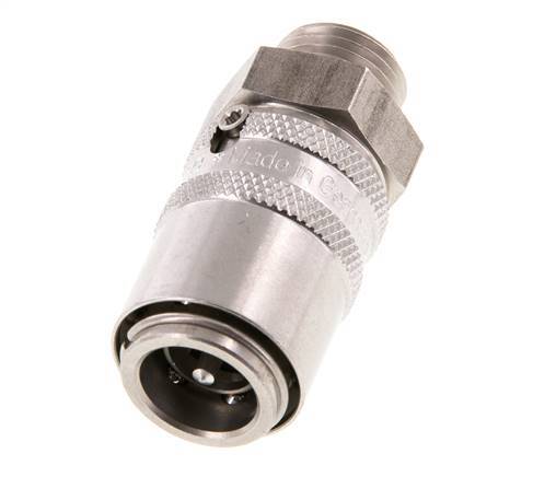 Acoplamiento de moldes de acero inoxidable DN 9 con rosca macho M16x1,5 de doble cierre