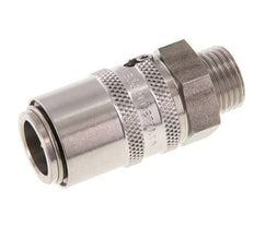 Acoplamiento de moldes de acero inoxidable DN 9 con rosca macho M16x1,5 de doble cierre