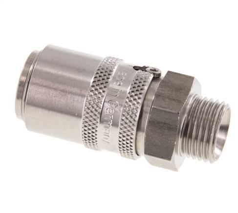 Acoplamiento de moldes de acero inoxidable DN 9 con rosca macho M16x1,5 de doble cierre