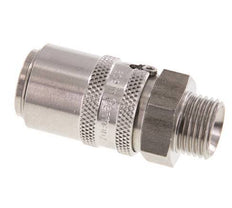 Acoplamiento de moldes de acero inoxidable DN 9 con rosca macho M16x1,5 de doble cierre