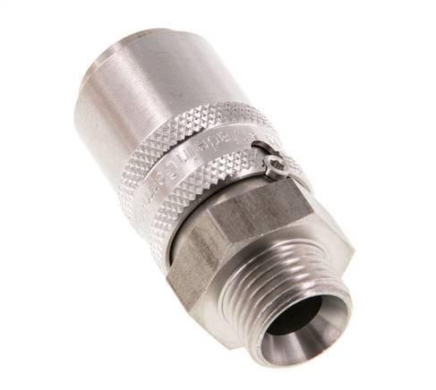 Acoplamiento de moldes de acero inoxidable DN 9 con rosca macho M16x1,5 de doble cierre