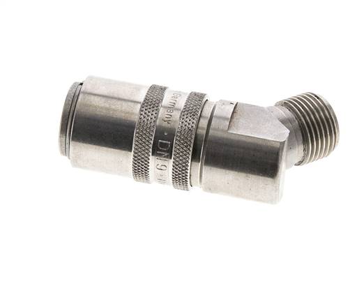 Acoplamiento de moldes de acero inoxidable DN 9, con rosca macho de 3/8 de pulgada y 45 grados
