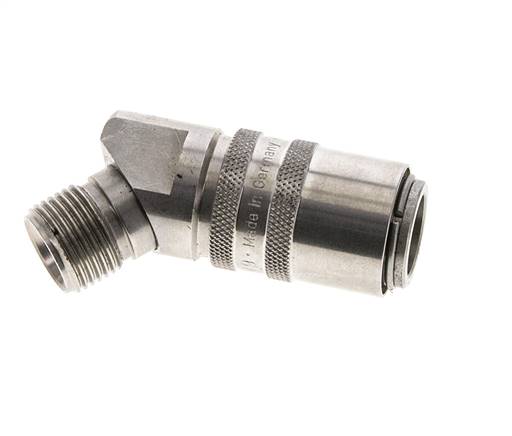 Acoplamiento de moldes de acero inoxidable DN 9, con rosca macho de 3/8 de pulgada y 45 grados
