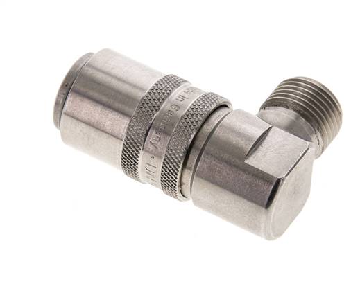 Acero inoxidable DN 9 Acoplamiento de moldes G 3/8 pulgadas rosca macho doble cierre de 90 grados