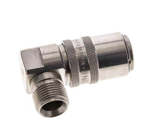 Acero inoxidable DN 9 Acoplamiento de moldes G 3/8 pulgadas rosca macho doble cierre de 90 grados