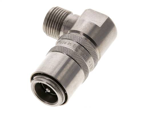 Acero inoxidable DN 9 Acoplamiento de moldes G 3/8 pulgadas rosca macho doble cierre de 90 grados