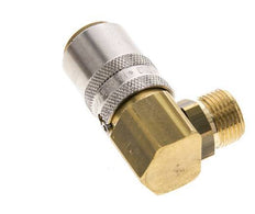 Latón DN 9 Acoplamiento de moldes G 3/8 pulgadas rosca macho Protección de desbloqueo 90-deg