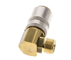 Latón DN 9 Acoplamiento de moldes G 3/8 pulgadas rosca macho Protección de desbloqueo 90-deg