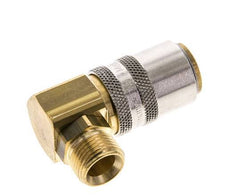 Latón DN 9 Acoplamiento de moldes G 3/8 pulgadas rosca macho Protección de desbloqueo 90-deg