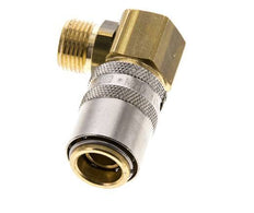 Latón DN 9 Acoplamiento de moldes G 3/8 pulgadas rosca macho Protección de desbloqueo 90-deg