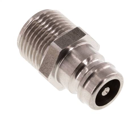 Enchufe de acero inoxidable DN 9 para acoplamiento de moldes G 3/8 pulgadas rosca macho doble cierre