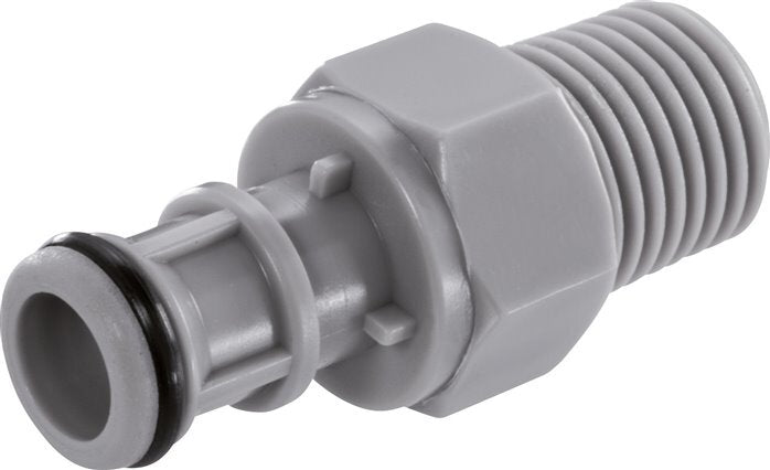 PP DN 6.4 Tapón de acoplamiento Linktech de 1/4 de pulgada con rosca NPT macho de doble cierre Serie 50