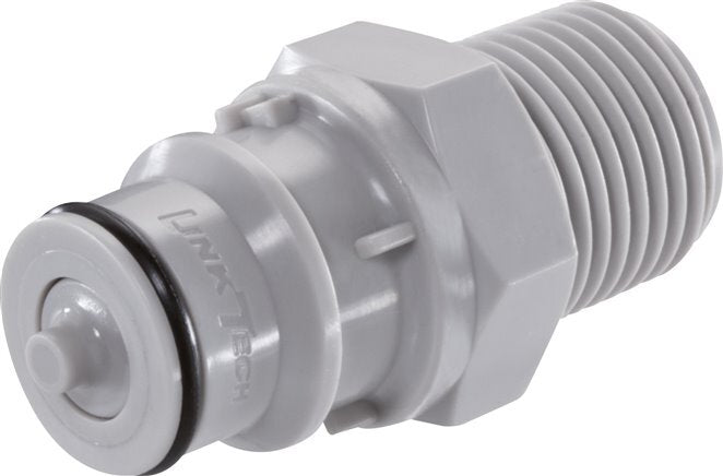 PP DN 9.5 Tapón de acoplamiento Linktech de 1/2 pulgada con rosca NPT macho de doble cierre Serie 60