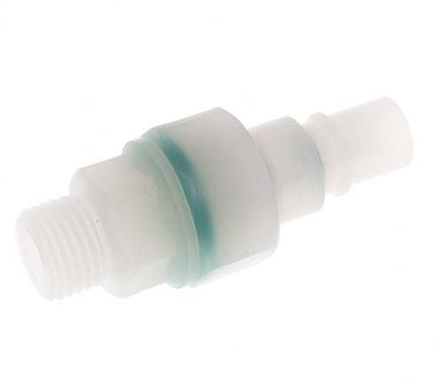 PVDF DN 7.2 Tapón de acoplamiento G 1/4 pulgadas rosca macho doble cierre