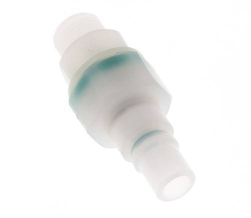 PVDF DN 7.2 Tapón de acoplamiento G 1/4 pulgadas rosca macho doble cierre