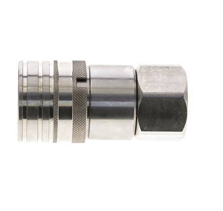 Stainless Steel DN 12 Flat Face Hydraulic Socket G 3/4 inch Female Threads ISO 16028 CEJN D 24.5mm