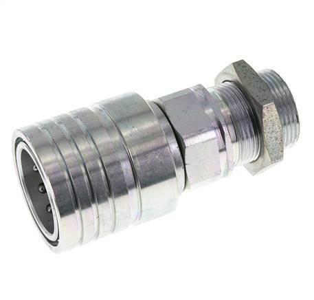 Acero DN 25 Acoplamiento hidráulico Enchufe 28 mm L Anillo de compresión Mampara ISO 7241-1 A/8434-1 D 34,3mm