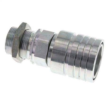 Acero DN 25 Acoplamiento hidráulico Enchufe 28 mm L Anillo de compresión Mampara ISO 7241-1 A/8434-1 D 34,3mm