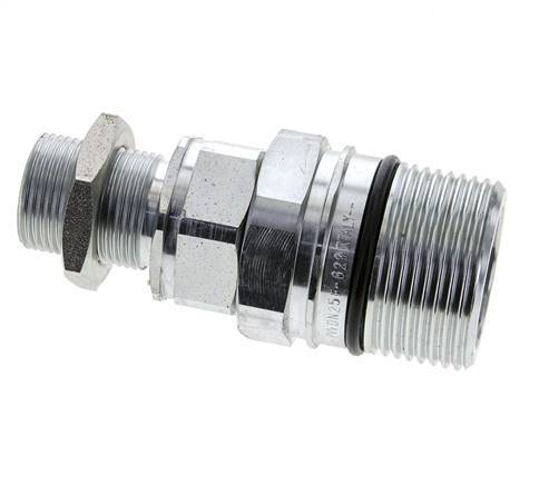Steel DN 25 Hydraulic Coupling Socket 20 mm S Compression Ring Bulkhead ISO 8434-1 D M48 x 3