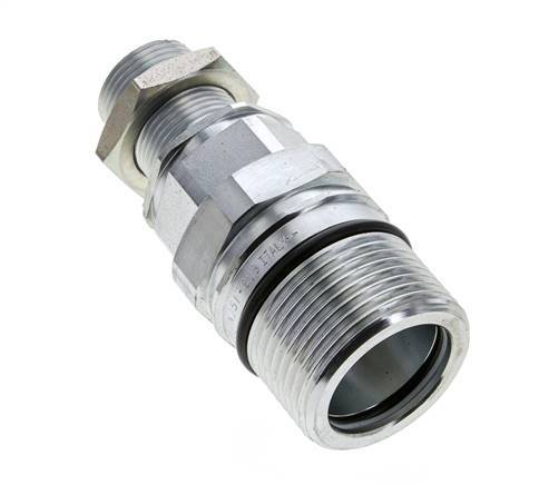 Steel DN 25 Hydraulic Coupling Socket 20 mm S Compression Ring Bulkhead ISO 8434-1 D M48 x 3