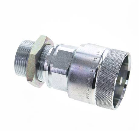 Steel DN 25 Hydraulic Coupling Plug 28 mm L Compression Ring Bulkhead ISO 8434-1 D M48 x 3